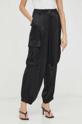 Herskind pantaloni femei, culoarea negru, fason cargo, high waist PPYH-SPD02Y_99X