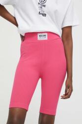 Moschino Jeans pantaloni scurti femei, culoarea roz, neted, high waist PPYH-SZD084_43X