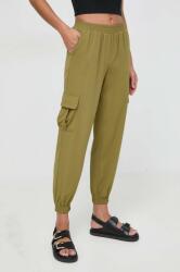 Silvian Heach pantaloni femei, culoarea verde, fason cargo, high waist MPYH-SPD00H_91X