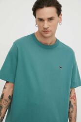 Abercrombie & Fitch tricou din bumbac barbati, culoarea verde, neted PPYH-TSM0W5_77X