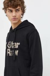 G-Star RAW hanorac de bumbac barbati, culoarea negru, cu glugă, cu imprimeu PPYH-BLM03Y_99X (D24664.D390)