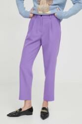 Sisley pantaloni femei, culoarea violet, drept, high waist PPYH-SPD0OM_45X