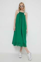 Desigual rochie din bumbac culoarea verde, maxi, evazati PPYH-SUD22K_77X