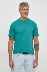 Desigual tricou din bumbac barbati, culoarea verde, neted PPYH-TSM141_77X