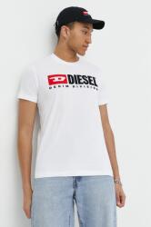 Diesel tricou din bumbac bărbați, culoarea alb, cu imprimeu A03766.0GRAI 99KK-TSM29O_00X
