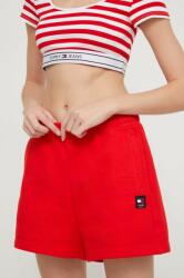 Tommy Jeans pantaloni scurți din bumbac culoarea roșu, uni, high waist DW0DW17772 PPYH-SZD0JP_33X (DW0DW17772)