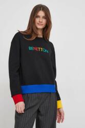 Benetton hanorac de bumbac femei, culoarea negru, cu imprimeu PPYH-BLD0IN_99X