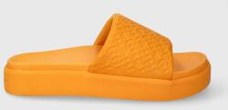 Tommy Hilfiger papuci TH PLATFORM POOL SLIDE femei, culoarea portocaliu, cu platforma, FW0FW07855 PPYH-KLD08A_22X