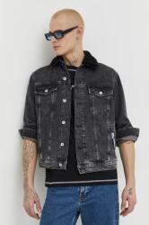 Karl Lagerfeld Jeans geaca jeans barbati, culoarea negru, de tranzitie PPYH-KUM058_99J
