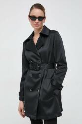 GUESS palton femei, culoarea negru, de tranzitie, cu doua randuri de nasturi 9BYX-KPD0FS_99X