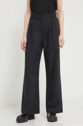 Abercrombie & Fitch pantaloni femei, culoarea negru, drept, high waist PPYH-SPD0SJ_99X