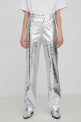 Rotate pantaloni femei, culoarea argintiu, drept, high waist PPYH-SPD0A7_SLV