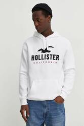 Hollister Co Hollister Co. bluza barbati, culoarea alb, cu glugă, cu imprimeu PPYH-BLM10G_00X