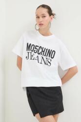 Moschino Jeans tricou din bumbac femei, culoarea alb PPYH-TSD0P5_00X