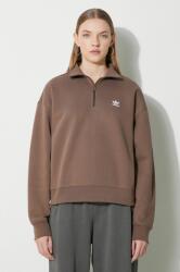 Adidas bluza Essentials Halfzip Sweatshirt femei, culoarea maro, cu imprimeu, IR5938 PPYH-BLD07G_88X