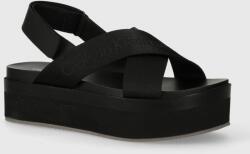 Calvin Klein Jeans sandale FLATFORM SANDAL SLING IN MR femei, culoarea negru, cu platforma, YW0YW01362 PPYH-OBD1KJ_99X