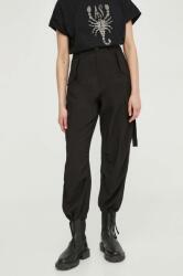 G-Star Raw pantaloni femei, culoarea negru, fason cargo, high waist PPYH-SPD0YH_99X