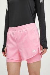 adidas Performance pantaloni scurți de antrenament culoarea roz, uni, high waist IS3950 PPYH-SZD044_30X