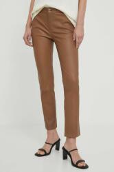 2NDDAY pantaloni de piele Leya femei, culoarea bej, drept, medium waist 99KK-SPD0AE_80X