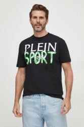 Plein Sport tricou din bumbac barbati, culoarea negru, cu imprimeu PPYH-TSM08D_99X