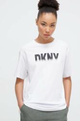 DKNY tricou din bumbac femei, culoarea alb PPYH-TSD016_00X