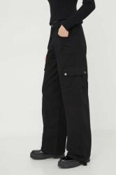 Guess Originals pantaloni femei, culoarea negru, drept, high waist PPYH-SPD0CL_99X