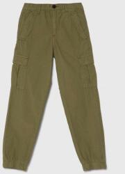 GUESS pantaloni de bumbac pentru copii culoarea verde, neted PPYH-SPB07J_78X