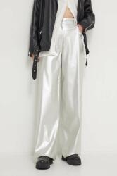 Hugo pantaloni femei, culoarea argintiu, lat, high waist 50516528 PPYH-SPD0JA_SLV