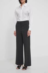 DKNY pantaloni femei, culoarea gri, lat, high waist PPYH-SPD04O_90X