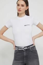 Karl Lagerfeld Jeans tricou din bumbac femei, culoarea alb PPYH-TSD242_00X