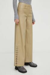 2NDDAY pantaloni femei, culoarea bej, lat, high waist PPYH-SPD06M_80X