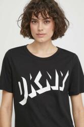 DKNY tricou din bumbac femei, culoarea negru PPYH-TSD061_99X