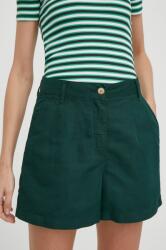 Tommy Hilfiger pantaloni scurți din amestec de in culoarea verde, uni, high waist WW0WW41603 PPYH-SZD062_79X