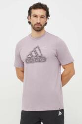 Adidas tricou din bumbac bărbați, culoarea violet, cu imprimeu IN6270 PPYH-TSM0BA_45X