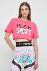 Plein Sport tricou din bumbac femei, culoarea roz PPYH-TSD08T_43X