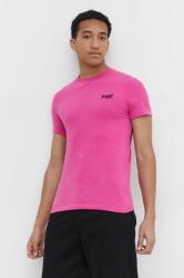 Superdry tricou din bumbac barbati, culoarea roz, cu imprimeu PPYH-TSM1GH_30X