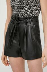 Morgan pantaloni scurti femei, culoarea negru, neted, high waist PPYH-SZD0DJ_99X (SHOFIC.NOIR)