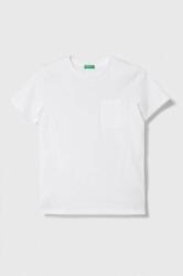 Benetton tricou de bumbac pentru copii culoarea alb, neted PPYH-TSB0DG_00X