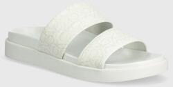 Calvin Klein papuci FLAT SLIDE EPI MONO femei, culoarea alb, HW0HW01957 PPYH-KLD0FB_00X
