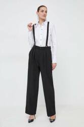 Custommade pantaloni femei, culoarea negru, drept, high waist PPYH-SPD0BA_99X