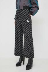 Karl Lagerfeld pantaloni de bumbac culoarea negru, lat, high waist PPYH-SPD0B1_99A