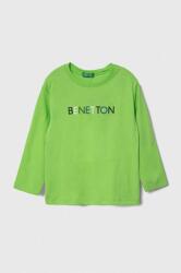 Benetton longsleeve din bumbac pentru copii culoarea verde, cu imprimeu PPYH-BUB00U_71X