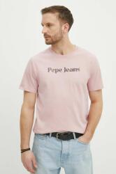 Pepe Jeans tricou din bumbac CLIFTON barbati, culoarea roz, cu imprimeu, PM509374 PPYH-TSM0KY_30X