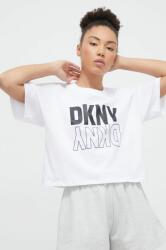DKNY tricou din bumbac femei, culoarea alb PPYH-TSD019_00X