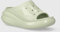 Crocs papuci Crush High Shine Slide femei, culoarea verde, cu platforma, 209648 PPYH-KLD0DO_07X