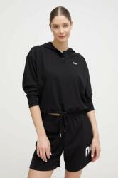 DKNY bluza femei, culoarea negru, cu glugă, cu imprimeu PPYH-BLD01D_99X
