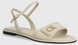 Calvin Klein sandale de piele FLAT SANDAL RELOCK LTH femei, culoarea bej, HW0HW01942 PPYH-OBD2I8_01X