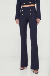 Silvian Heach pantaloni femei, culoarea albastru marin, drept, high waist MPYH-SPD00N_59D