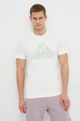 Adidas tricou din bumbac bărbați, culoarea bej, cu imprimeu IN6234 PPYH-TSM0AT_01X