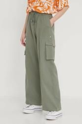Roxy pantaloni de bumbac culoarea verde, lat, high waist ARJNP03286 PPYH-SPD0NB_97X